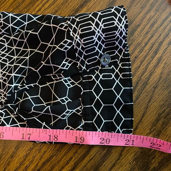 Banana Republic Petite XS Black White Geometric Blouse Long Sleeve Lightweight - Picture 9 of 9